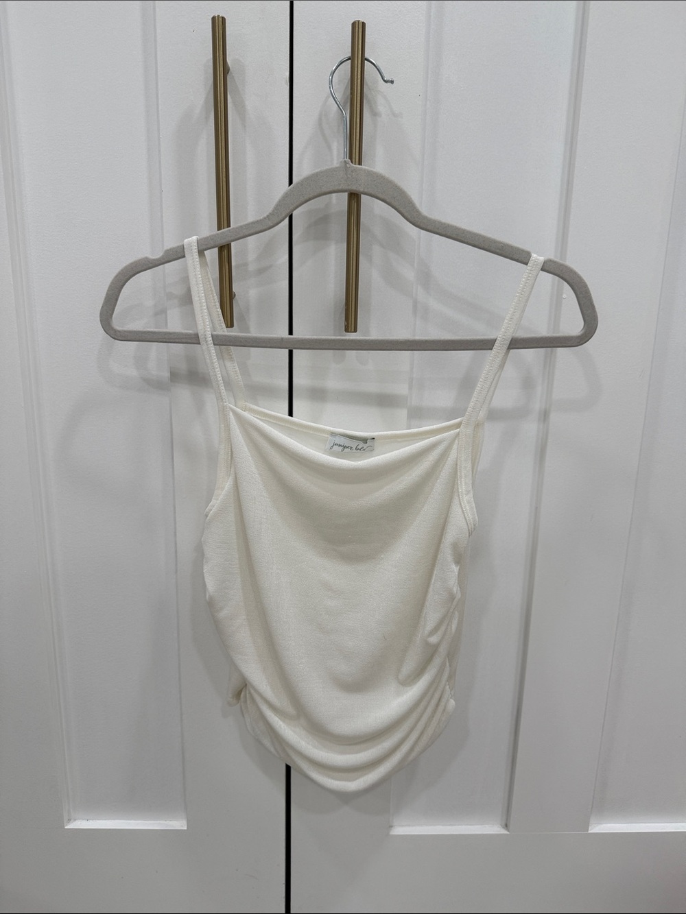 Juniper Blu Women's Cream Draped Cami Tank Top